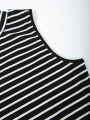 Striped Slim 2pc Skirt Set Crop Tank Top & Bodycon Skirt Outfit