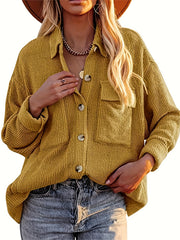 Corduroy Jacket Women's Casual Long Sleeve Jacket for Fall & Winter
