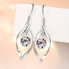Zircon Decor Silvery Tassel Drop Earrings For Women