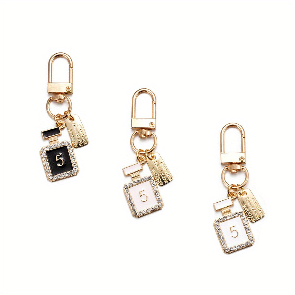 3pcs Rhinestone Perfume Bottle Keychain Key Ring Purse Bag Charm