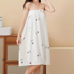Quick Drying Tulip Pattern Bathrobe for Women - Absorbent Bath Skirt
