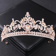 Vintage Golden Floral Bridal Crown Tiara Rhinestone