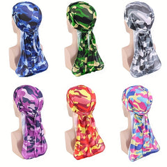 Camouflage Wave Long Tail Hat Turban Pirate Hat Men's And Women's Turban Hat