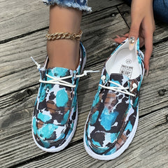 Multicolor Print Low Top Flat Shoes Lightweight Breathable Casual Walking Shoe