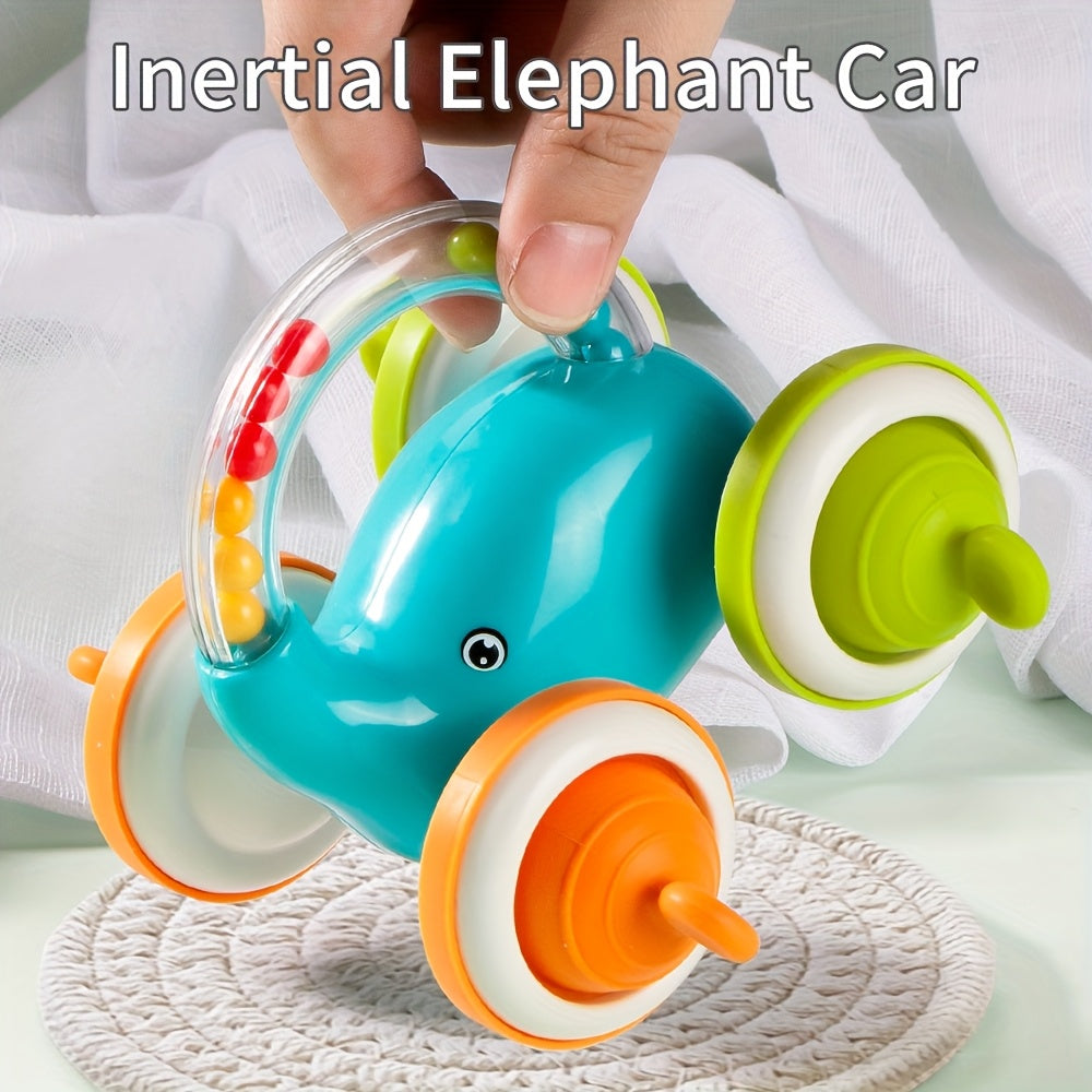 Inertial Elephant Car with Rattles Grip Toy