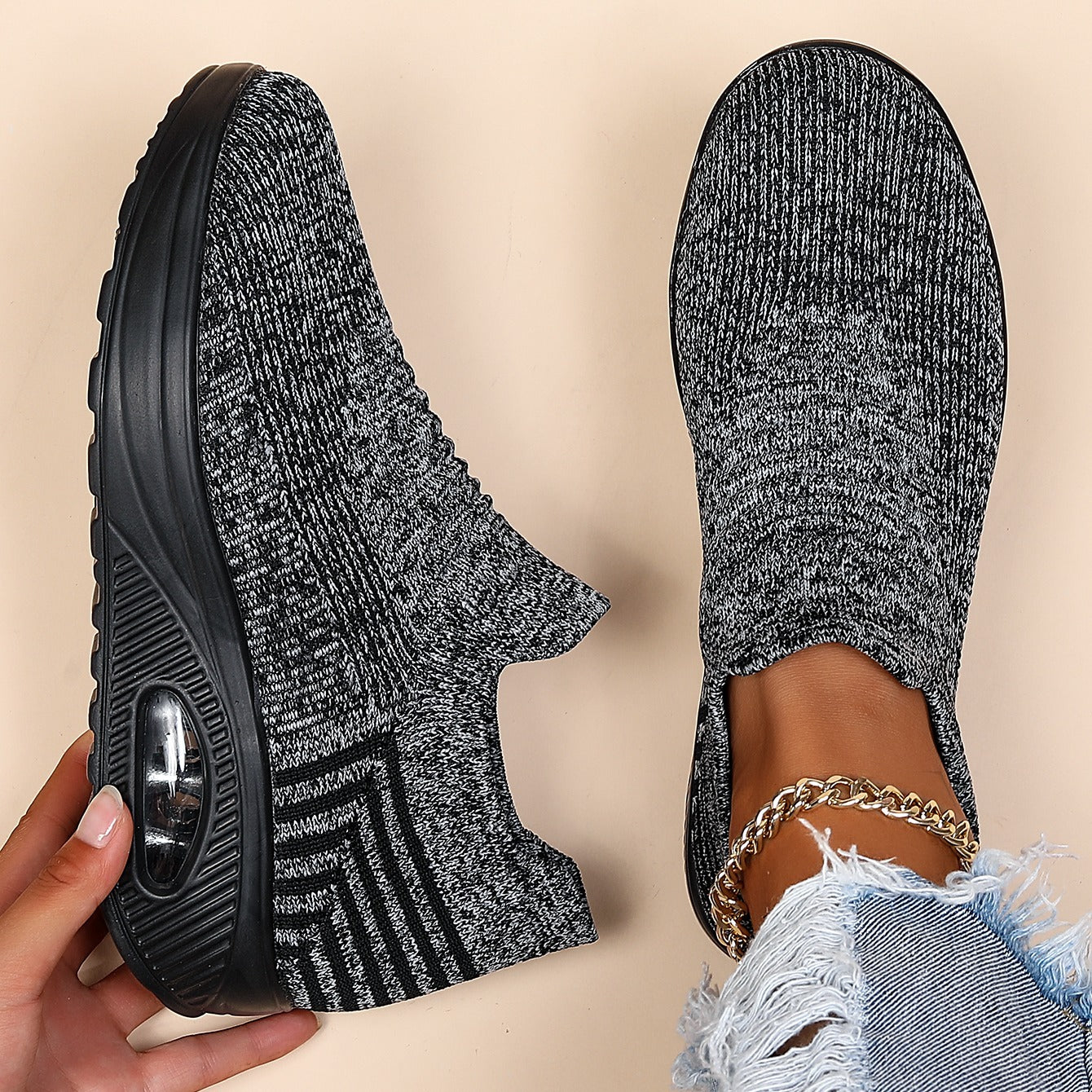 Women's Air Cushion Breathable Slip On Sneakers