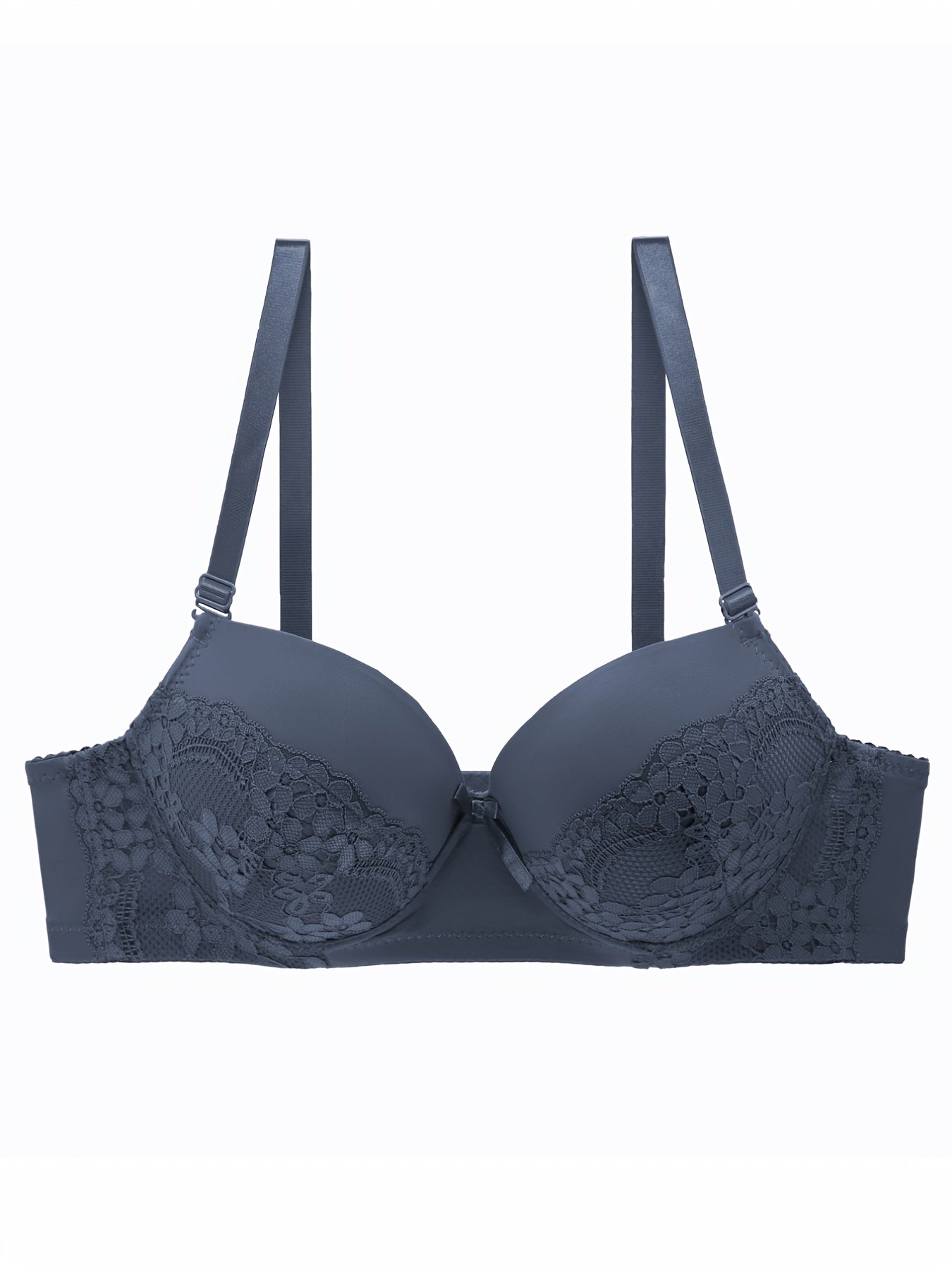Sexy Lace Front Bowknot Flower Printing Bra Anti Sagging Micro Elastic Bra