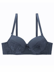 Sexy Lace Front Bowknot Flower Printing Bra Anti Sagging Micro Elastic Bra