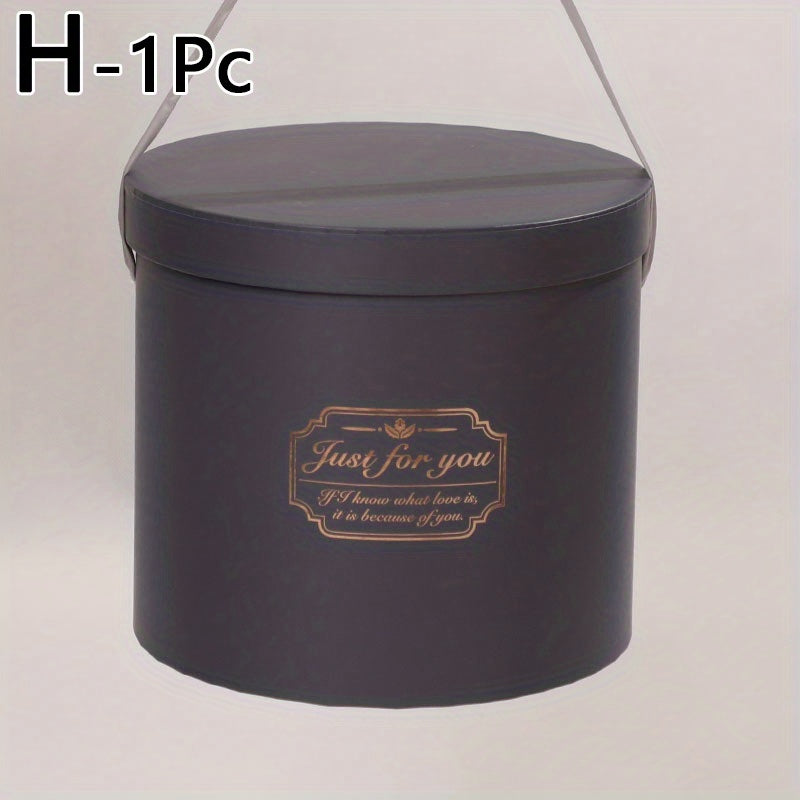 Round Flower Packaging Box, Portable Cylinder Hugging Bucket
