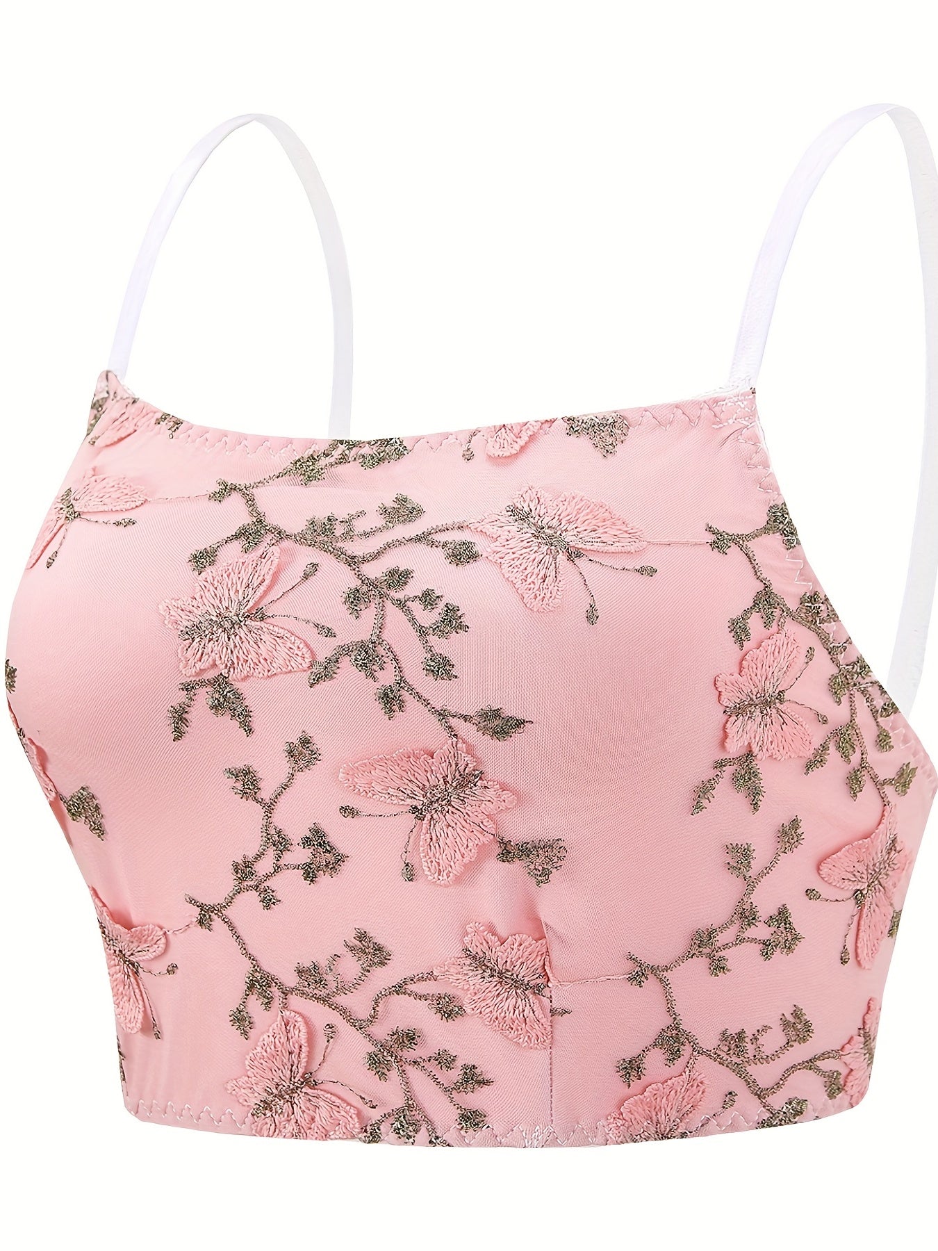 Retro Bralette Women's Plus Floral Embroidered Longline Bralette