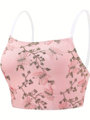Retro Bralette Women's Plus Floral Embroidered Longline Bralette