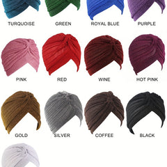 Glitter Pleated Turban Caps Elastic Beanie Chemo Hats