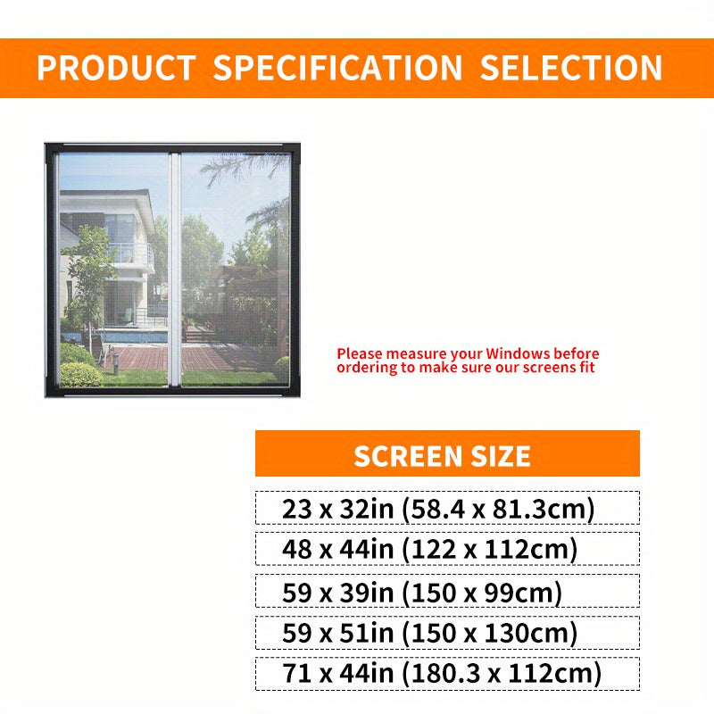 Adjustable Magnetic Window Screen with Fine Mesh Screen Protector
