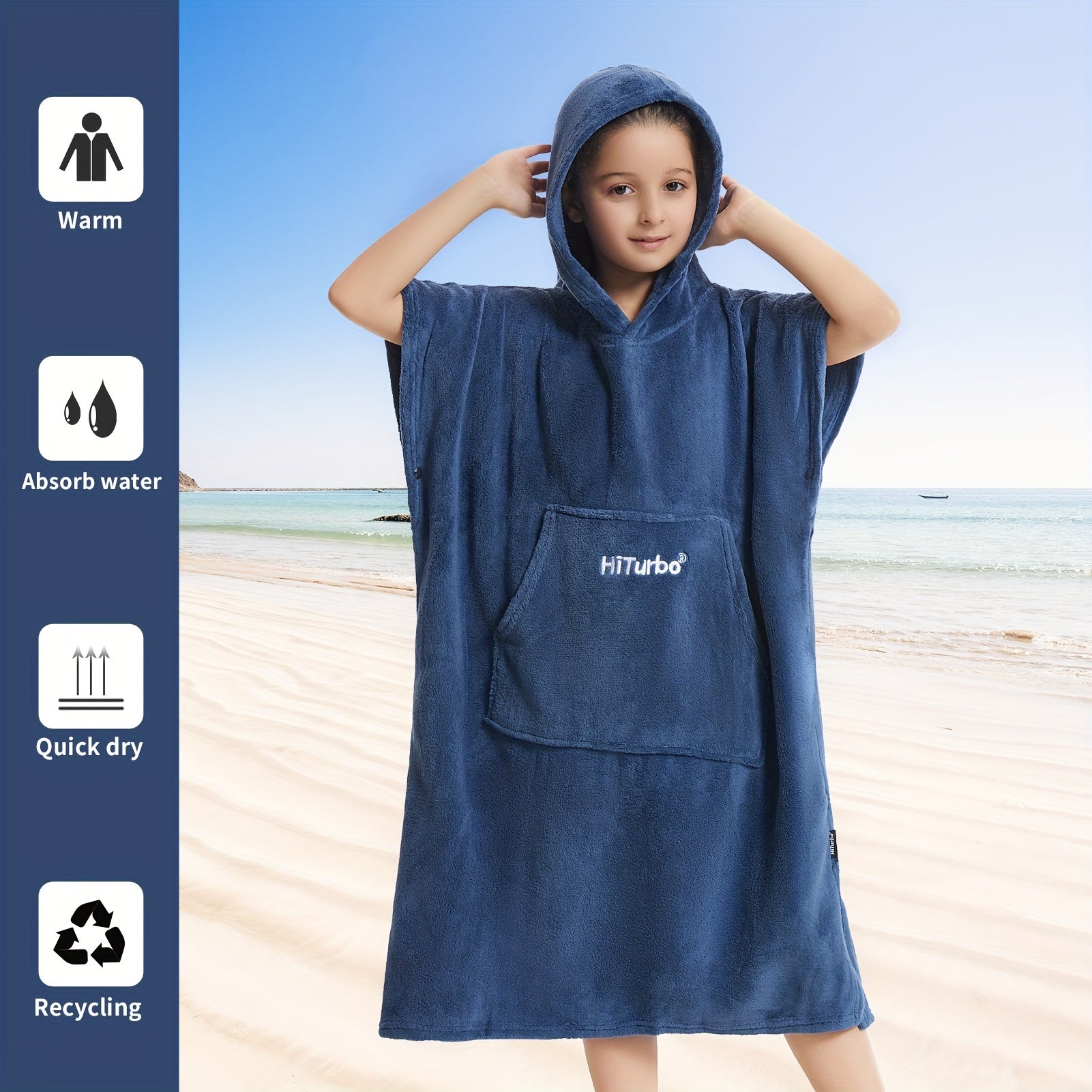 Kids Surf Poncho Hooded Towel Quick Drying