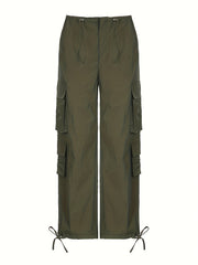Cargo Pants Drawstring Sporty Loose Fit Activewear