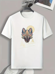 Fox Pattern Print Men's Sports T-shirt Graphic Tee Men's Summer Outdoor Clothes