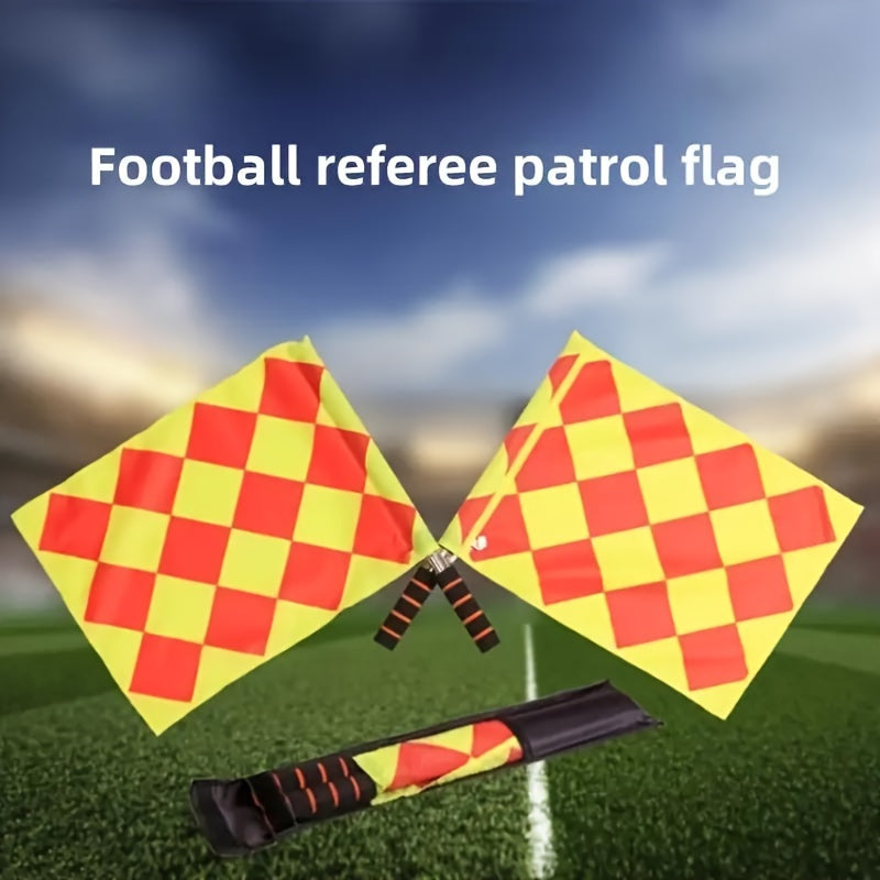 2pcs Football Referee Flag Stainless Steel Tube Railway Signal Track And Field