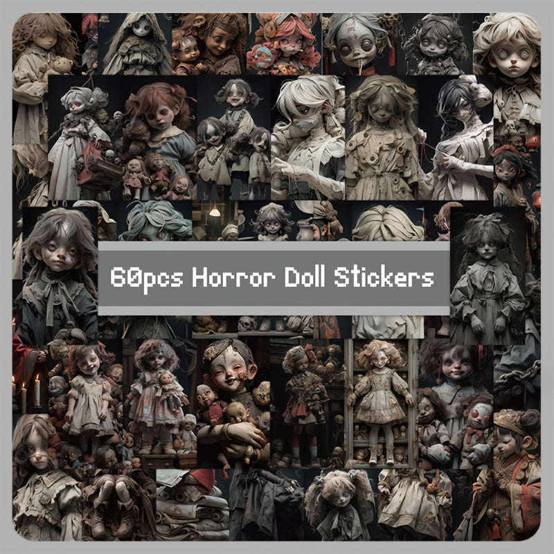 60pcs Puppet Doll Stickers Halloween DIY Stationery Journal Stickers