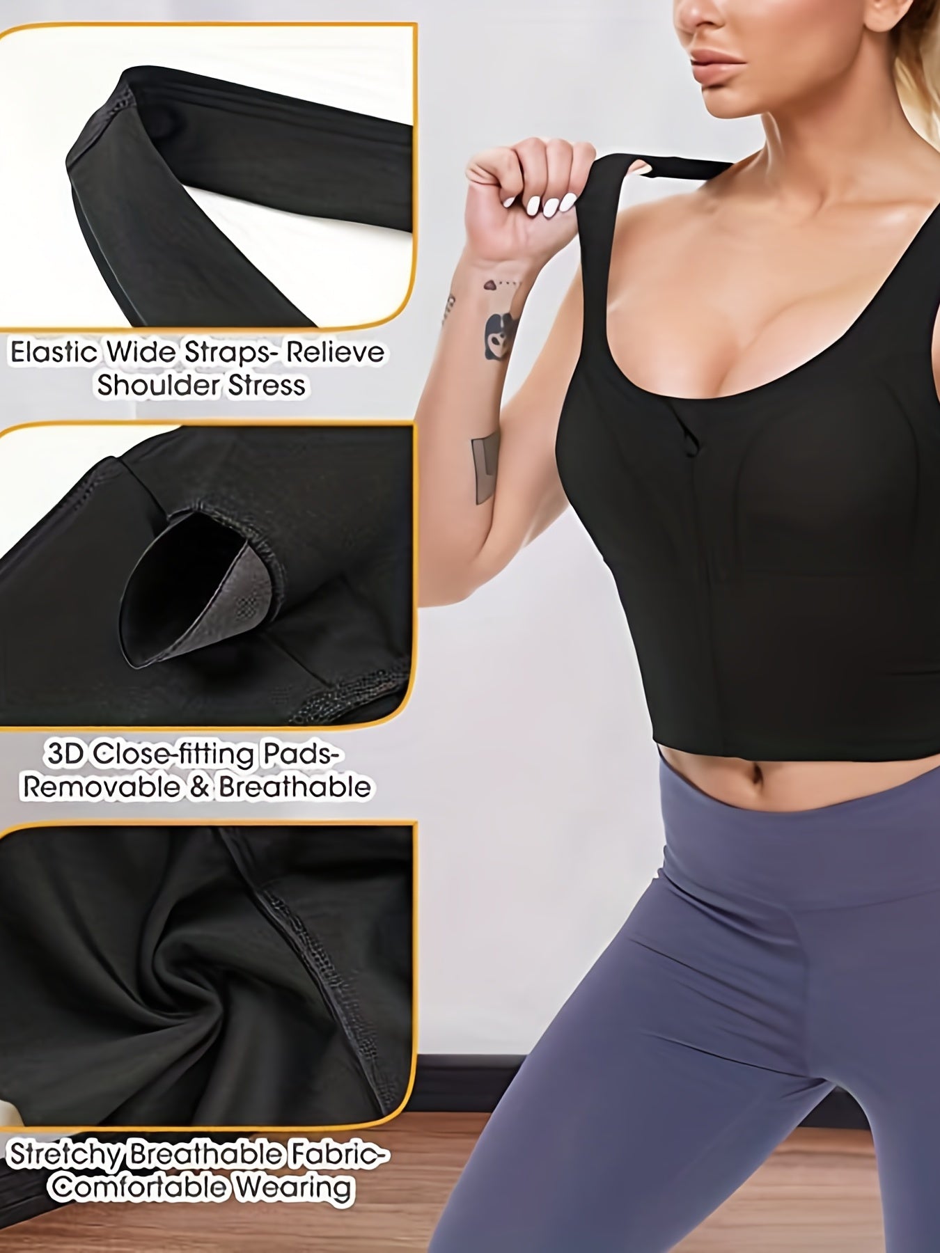 Women's Zip Front Sports Bra Longline Crop Top for Yoga Workout