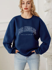 LA Letter Print Sweatshirt Crew Neck for Women
