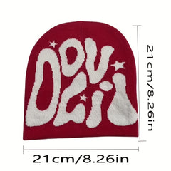 Elastic Foldable Beanie Hat Knitted With Skull Pattern For Men Women
