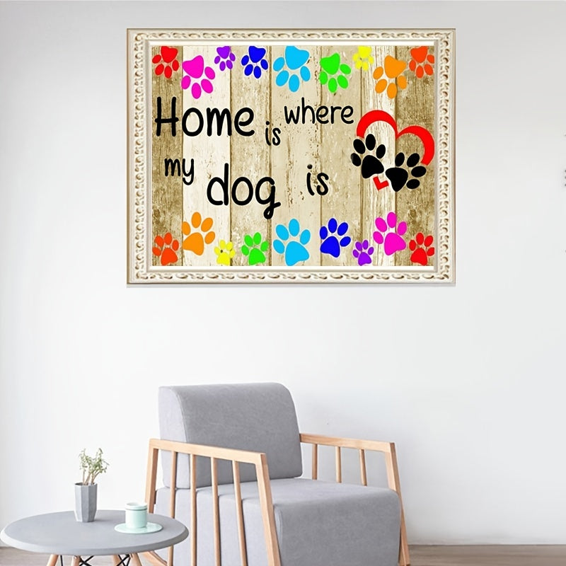 Dog Paw Diamond Art Kit - DIY Full Round Diamonds - Home Crafts 40x30cm