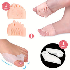 2 Pairs Silicone Forefoot Pad Cushion Gel Insoles Toe Separator Hallux Valgus