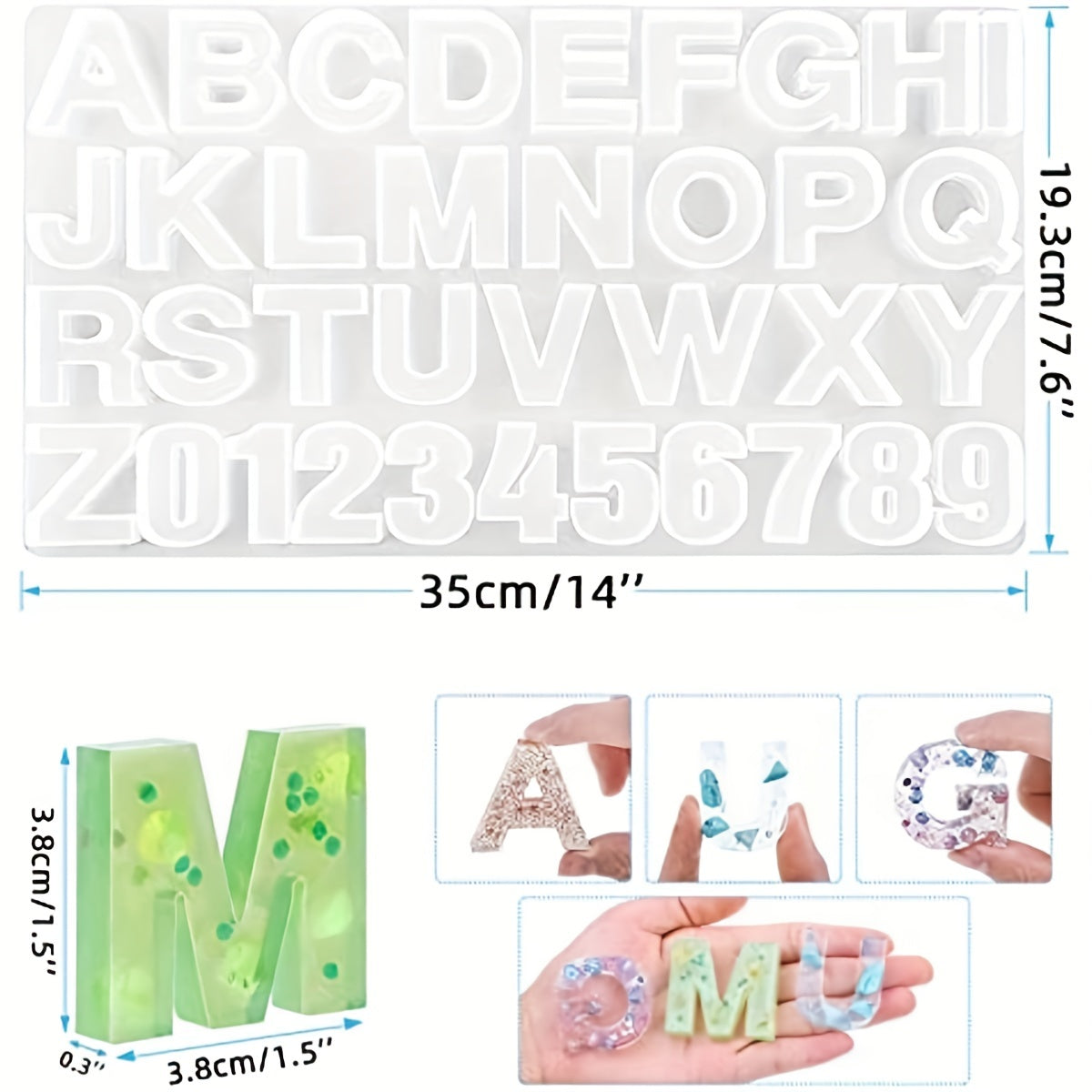 Silicone Alphabet Resin Molds DIY Craft Casting