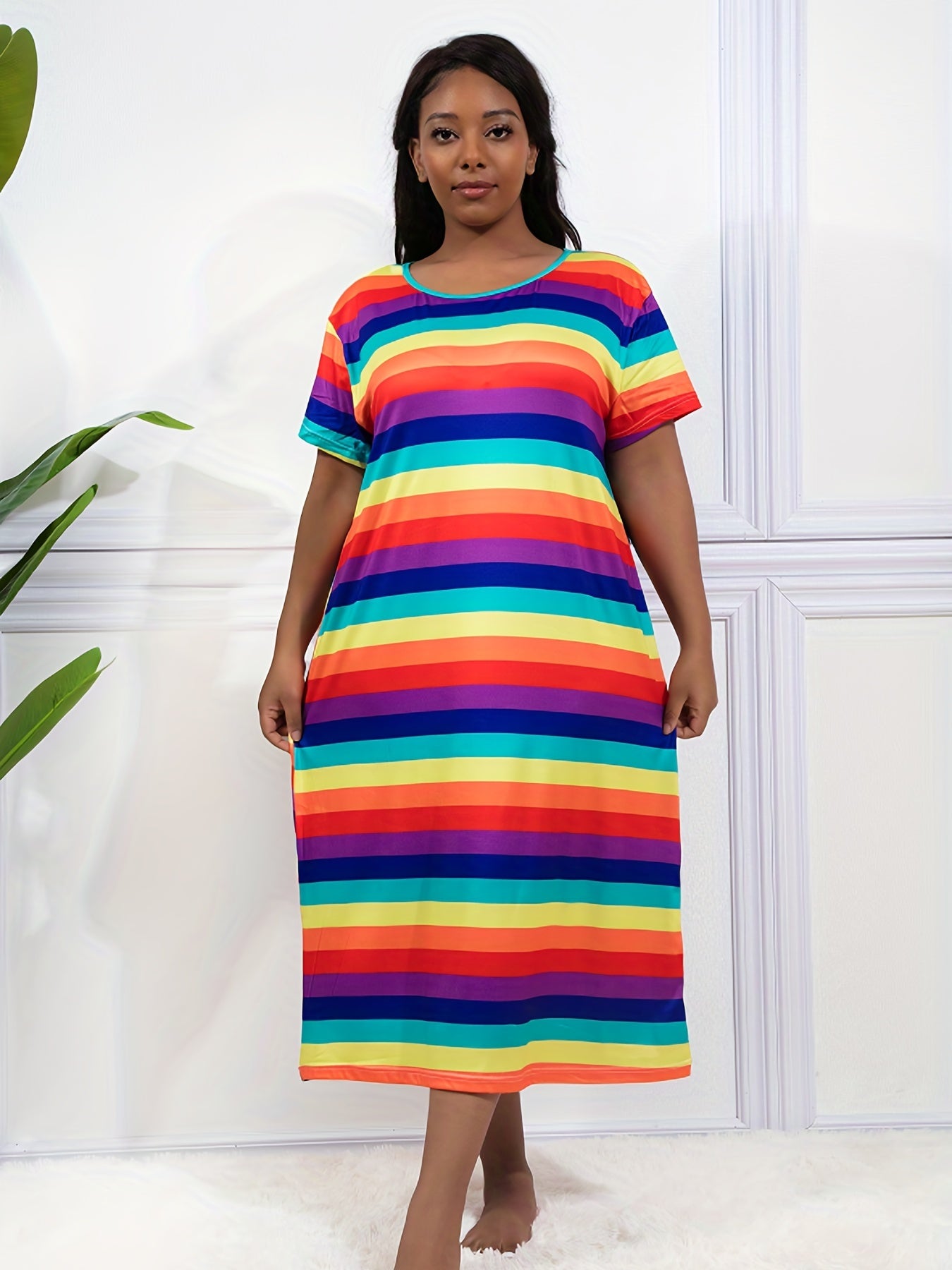 Rainbow Stripe Nightdress - High Stretch