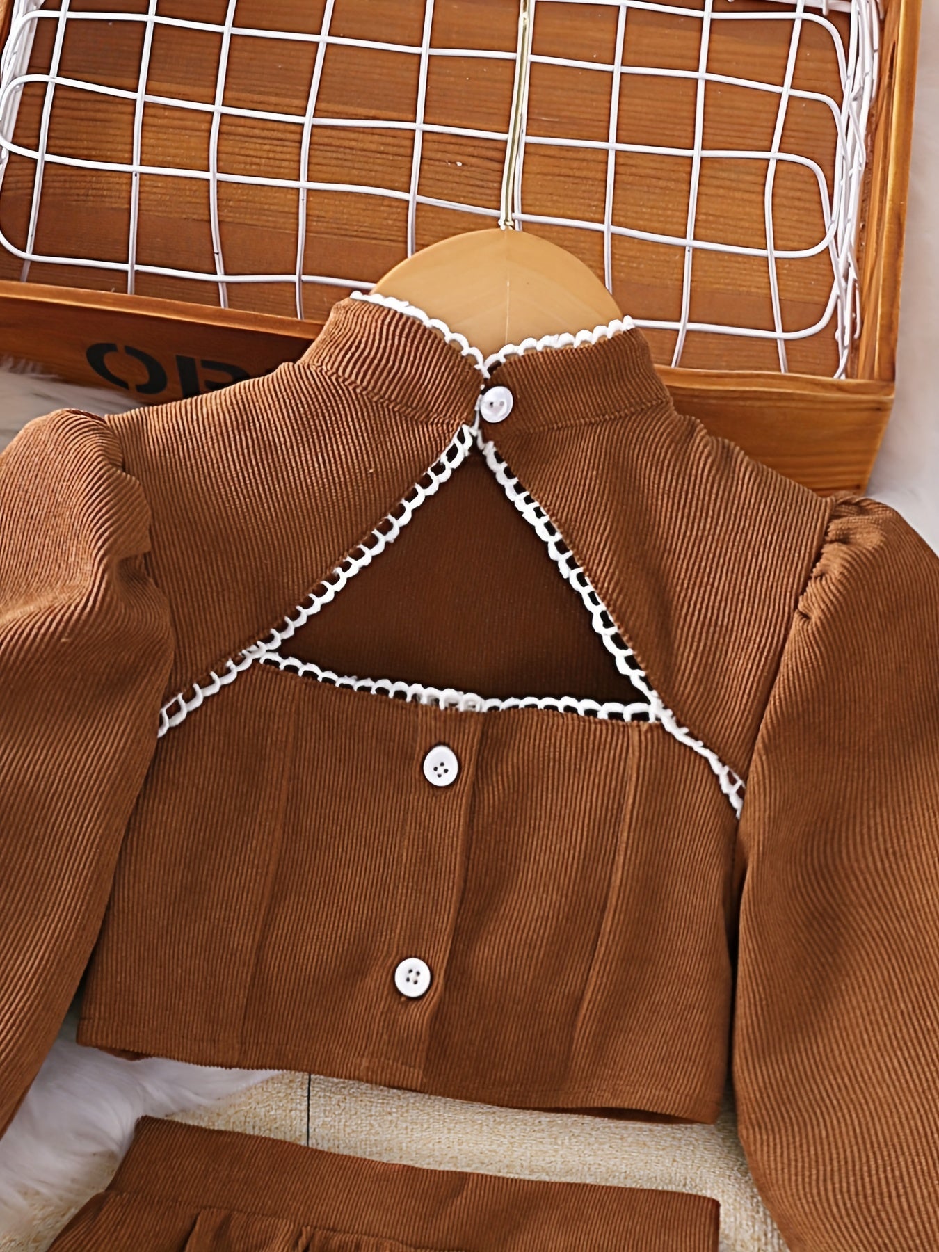 Girl's 2pcs Corduroy Shirt & Skirt Set Casual Outfits For Spring Autumn