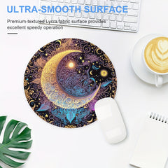 Sun and Moon Gaming Mouse Pad for Women Round Non-slip Rubber Mouse Mat