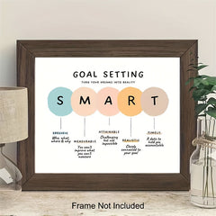 Motivation Print Office Decor Poster for Smart Goals 20x32 Unframed