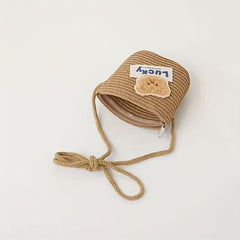 Girls Lucky Bear Shoulder Bag Woven Cion Pouch Canvas Crossbody Bag