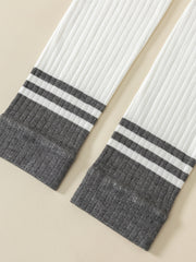 Girls Stretch Leggings Footless Tights Striped Pants
