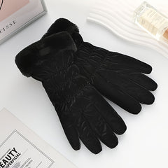 1pair Bear Label Warm Gloves