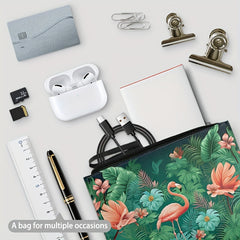 Jungle Flamingo Texture Clutch Bag Soft Leather Envelope Business Cosmetic Bag