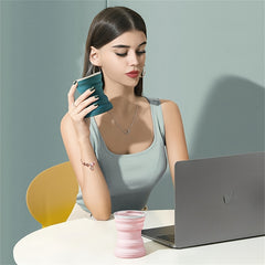 Portable Silicone Foldable Cup Heat Resistant Collapsible Cups With Lid