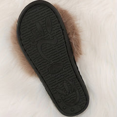 Fluffy Ball Decor Slippers Open Toe Lightweight Home Shoes