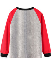 2pcs Girls Pajama Set Crew Neck Long Sleeve 'I LOVE MOM' Print Winter