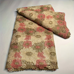 Polyester Embroidery African Lace Fabric Guipure Cord Celebration Cotton Lace
