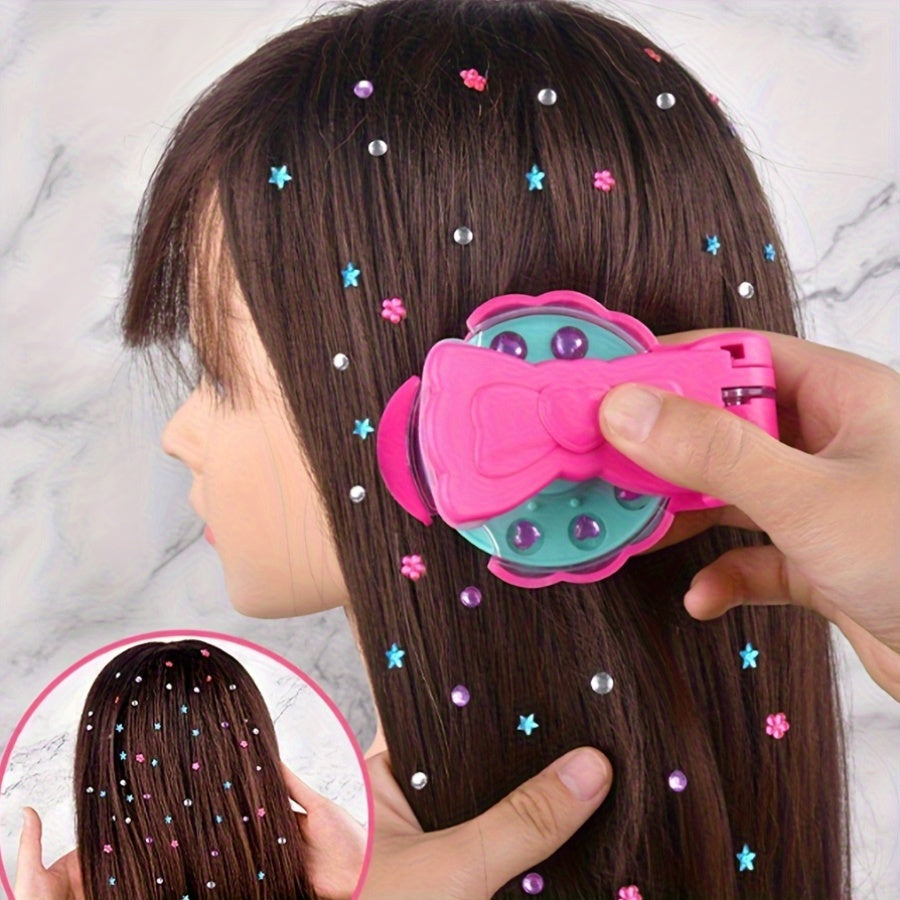 Girls' DIY Makeup Hair Stickers Pink & Multicolor Sparkling Rhjson Pin Set