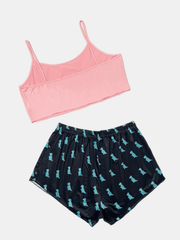 Women's Plus Dino Print Cami Top & Shorts Pajama Set