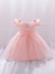Princess Floral Mesh Puffy Dress Girls Birthday Formal Dress