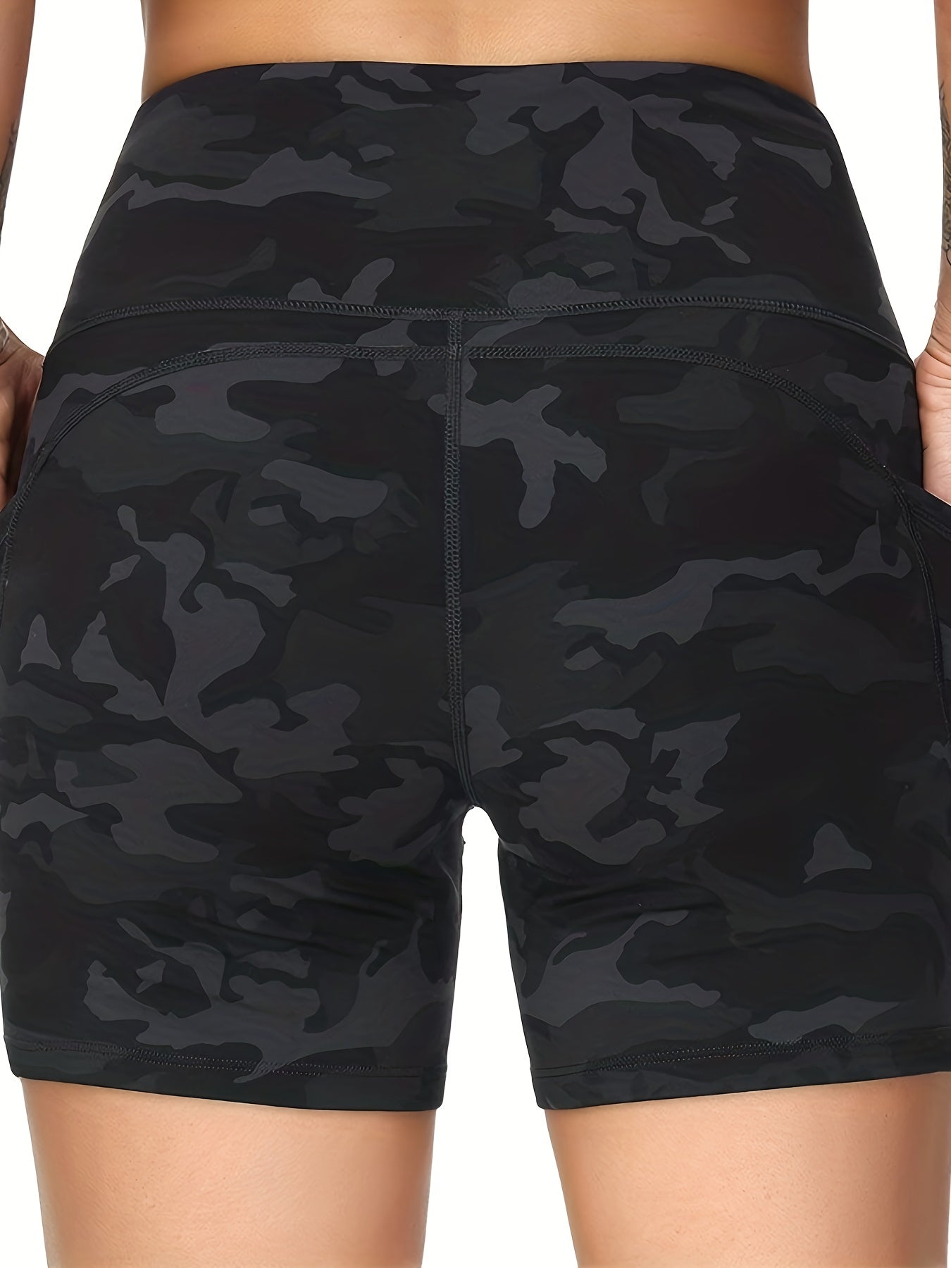 Camouflage Quick Drying Fitness Shorts with Pocket Women's Activewear