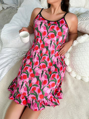 Tulip Print Satin Ca Dress