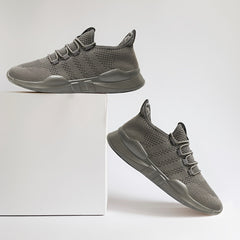 Men's Breathable Knit Lace Up Casual Shoes Non-slip Running Sneakers