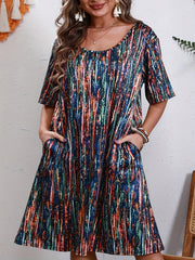 Casual Dress Women's Plus Random Print Short Sleeve Round Neck Tee Dre