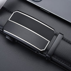 Men's Automatic Buckle Alloy Belt Calfskin Leather Business Bel