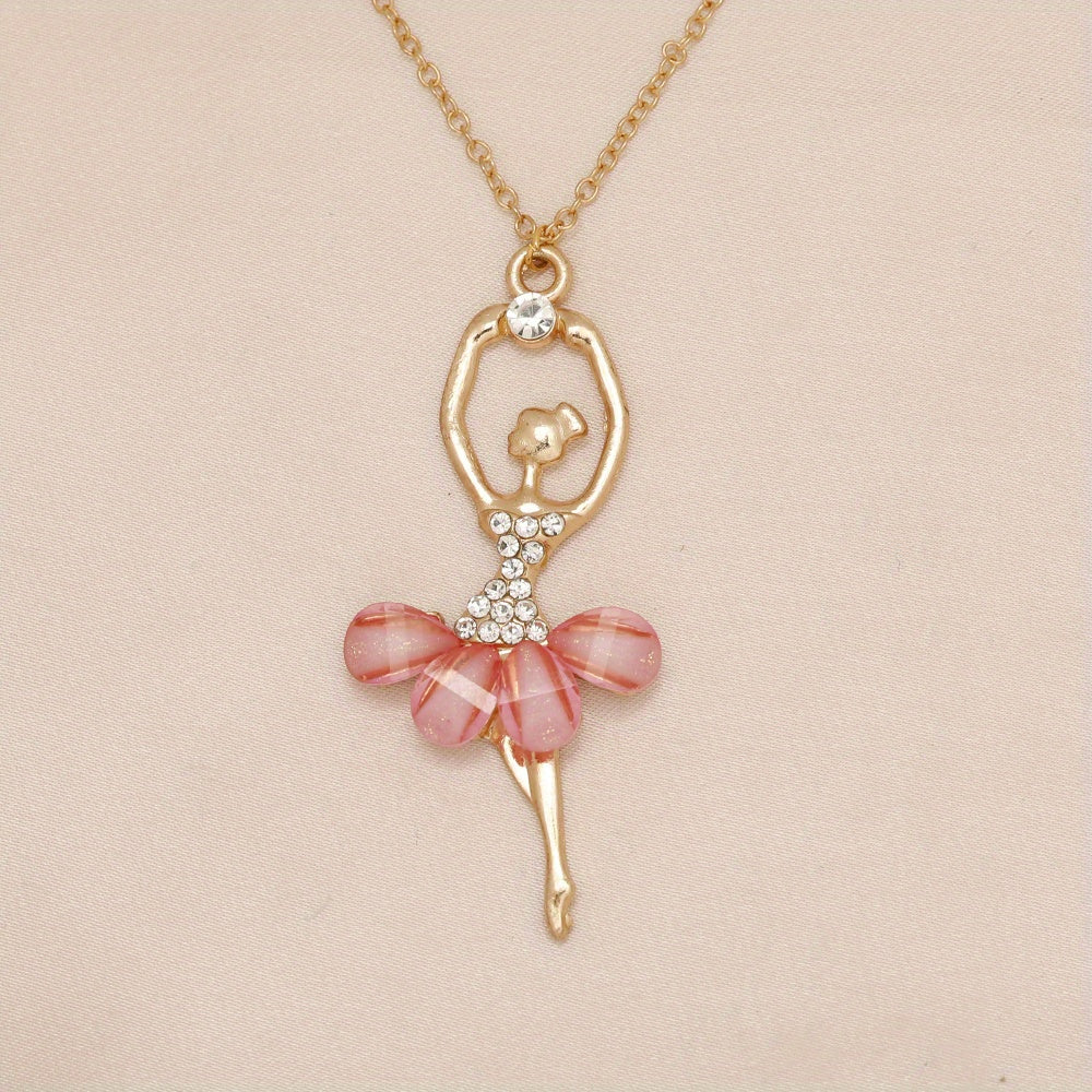Pink Skirt Ballet Girls Necklace Pendant Birthday Gift For Girls