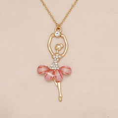 Pink Skirt Ballet Girls Necklace Pendant Birthday Gift For Girls